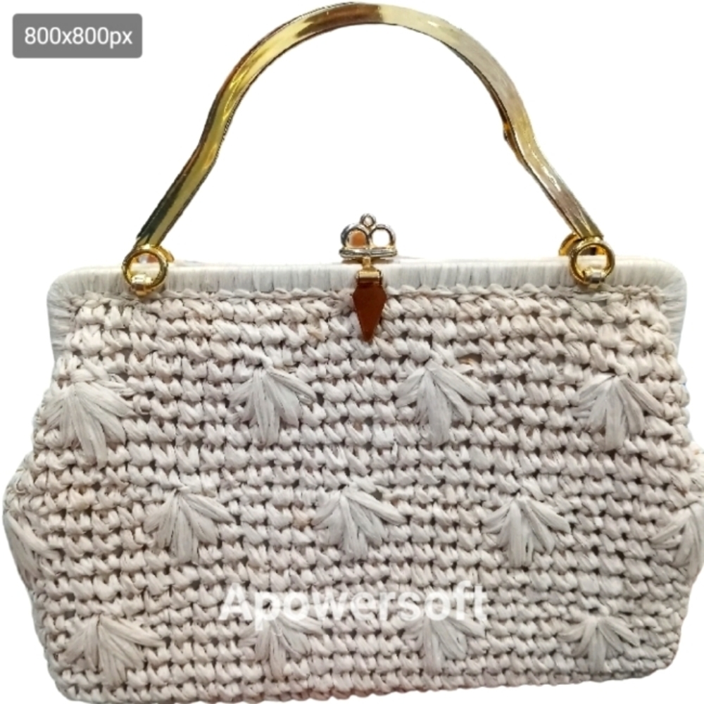 Vintage Bohemian Mantessa hand made in Italy woven straw hand purse